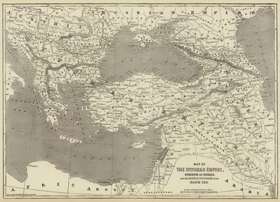 Kaart van het Ottomaanse Rijk, Koninkrijk Griekenland en de Russische Provincies aan de Zwarte Zee door John Dower